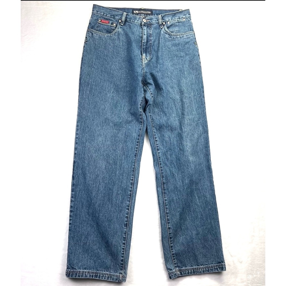 Y2K Drunknmunky Mens Baggy Wide Leg Jeans Blue‎ Medium Wash 36 VTG Streetwear